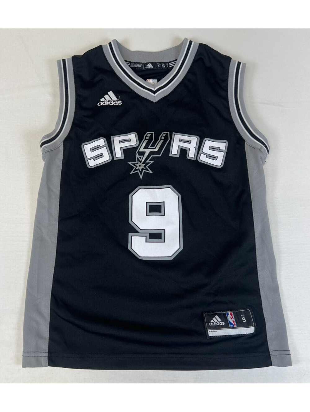 Adidas San Antonio Spurs Tony Parker 9 Black Grey Basketball Jersey Boys S